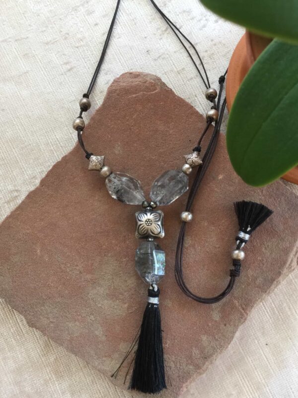 Quartz and Flower Mala Necklace